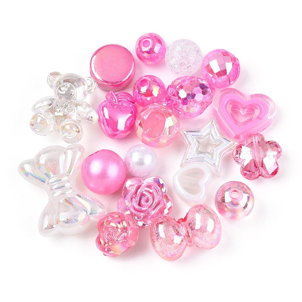 Akryl Perle Mix, Pink Nuancer, (100gr) - Uniq Perler - 111963