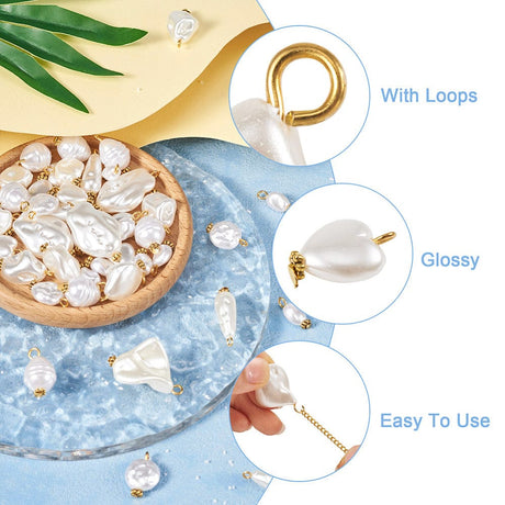 Akryl Vedhæng Med Forgyldt Top, 100gr/Ca 90 Stk. - Uniq Perler - 111375