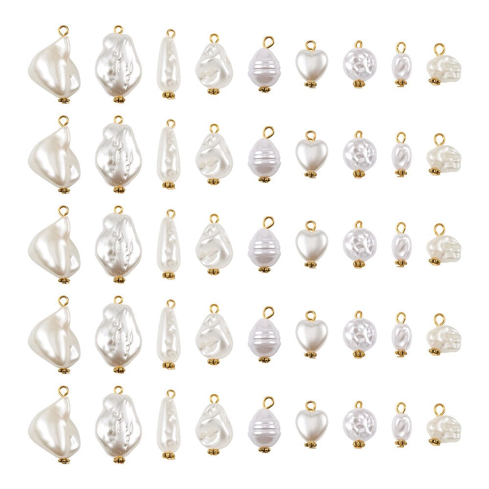 Akryl Vedhæng Med Forgyldt Top, 100gr/Ca 90 Stk. - Uniq Perler - 111375