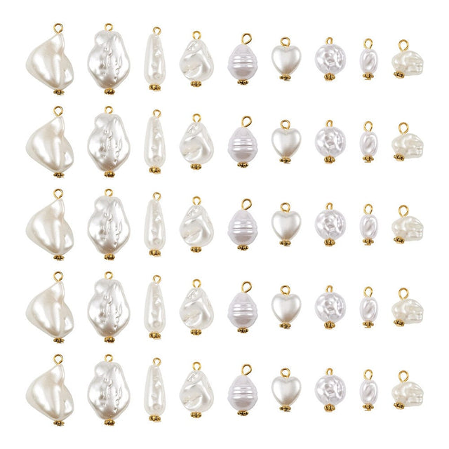 Akryl Vedhæng Med Forgyldt Top, 100gr/Ca 90 Stk. - Uniq Perler - 111375