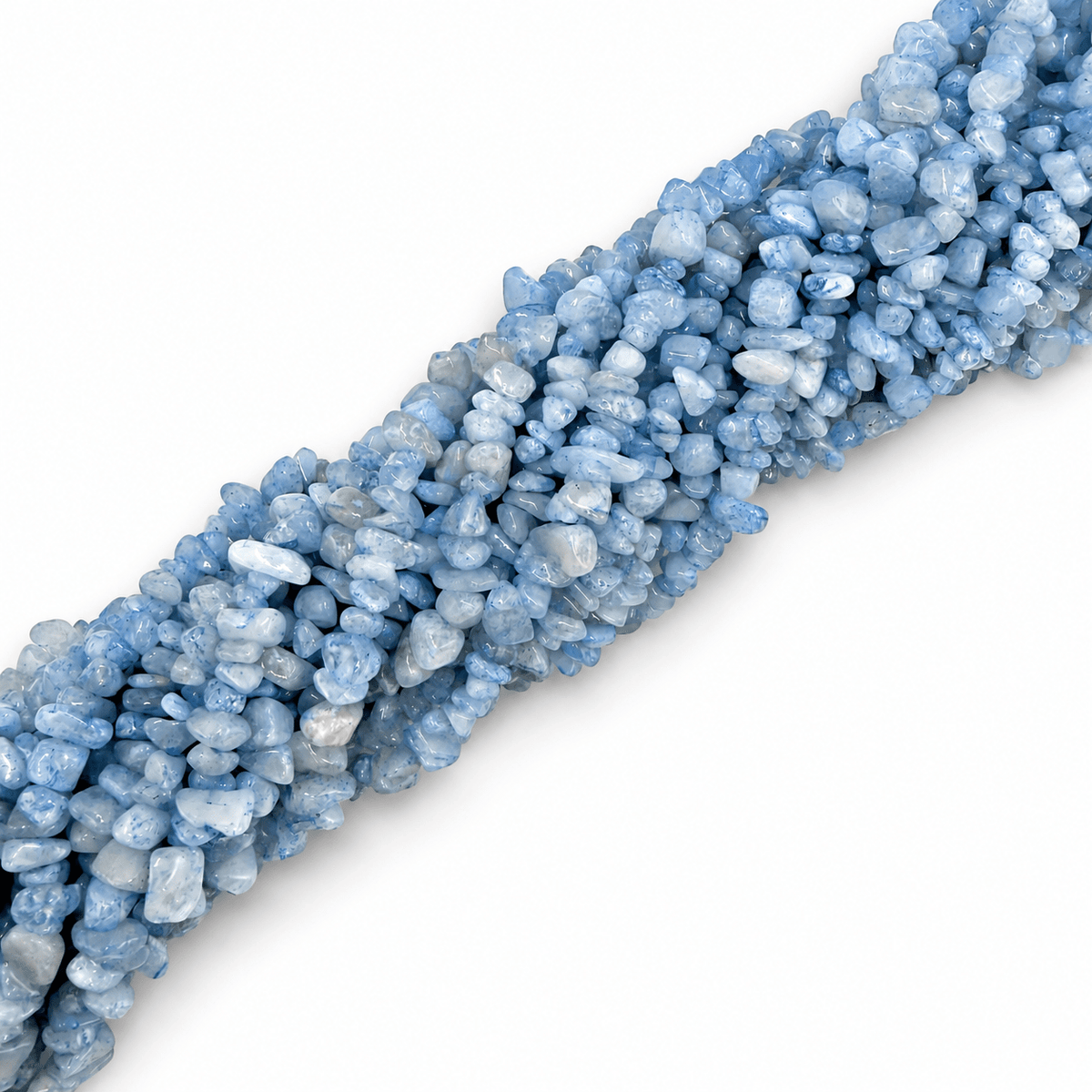 Akvamarin – Blå Nuggets (4–12mm), 82cm - Uniq Perler - 0000008442