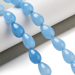 Aquamarine – Teardrop-shaped, Blue (12x8mm) 2 pcs. - Uniq Perler - 115432