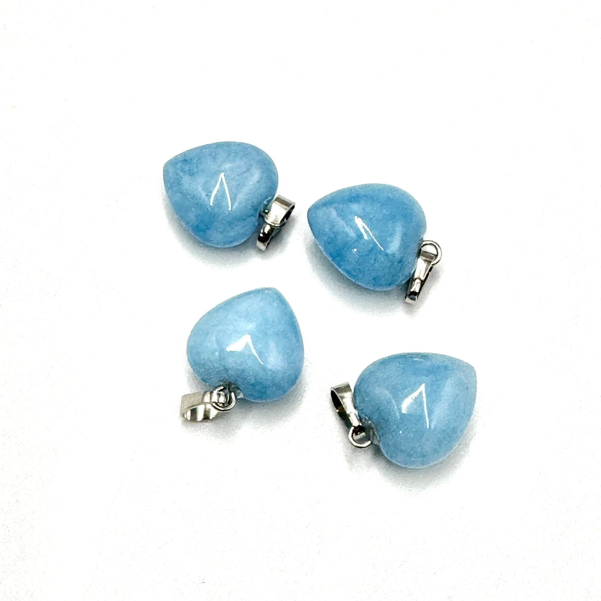 Akvamarin Hjerte Vedhæng - Blå (18x15mm) - Uniq Perler - 114701