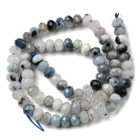 Aquamarin Perlen, Blau, Facettierte Rondelle - 6,6x4,6mm - Uniq Perler - 0001489790