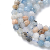 Aquamarine Pearls – Faceted, Round (4 mm) - Uniq Perler - 117278