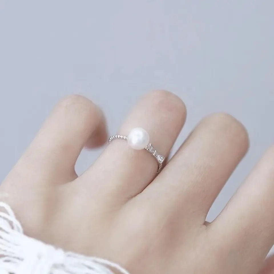 Justerbar sølv fingerring til top/anboret perle – Uniq Perler