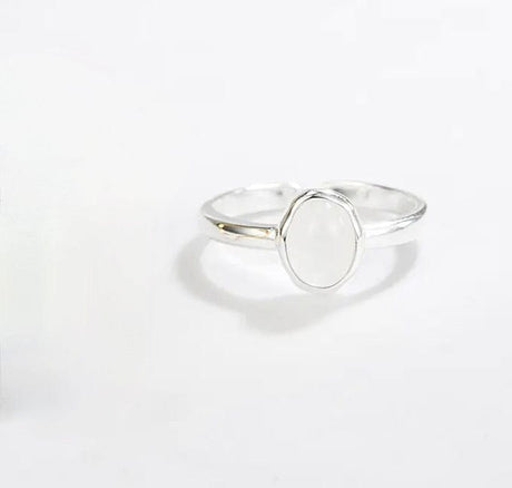 ali Ring 925 sterling sølv, justerbar ring med agat perle