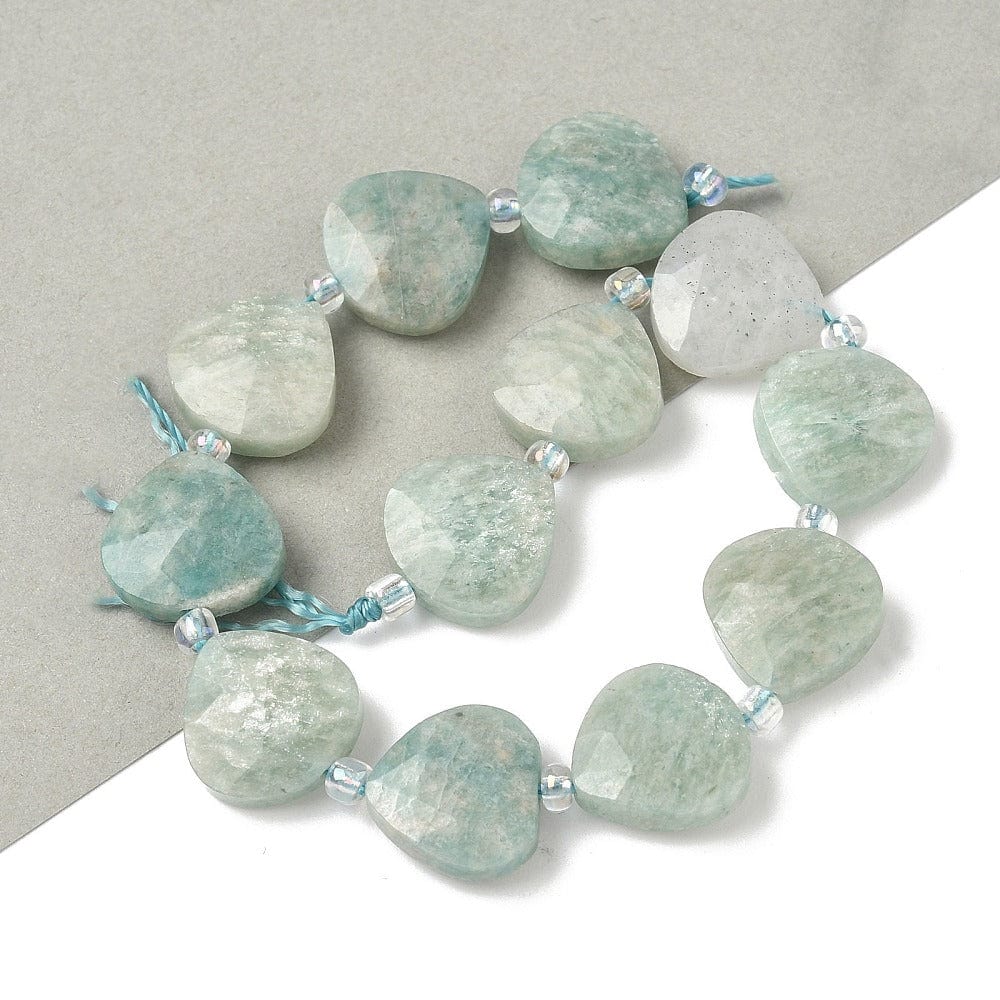 Amazonit Dråber - Facetteret (12x12x6mm) - Uniq Perler - 115901