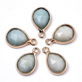 Amazonite Drops, Gold-plated, 14x9mm - Uniq Perler - 112831
