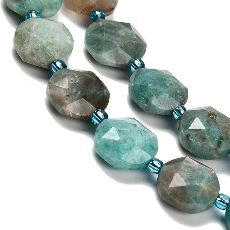Amazonit, Facetteret, Møntformet - ( 12x6mm) - Uniq Perler - 275944
