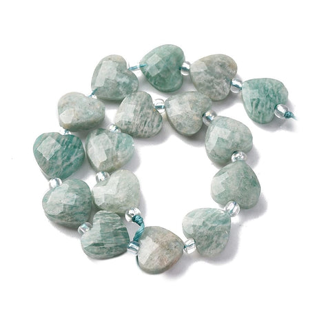 Amazonit Hjerte Perler - (9x10mm) - Uniq Perler - 652283