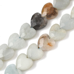 Amazonite Hearts - Faceted (8x8x4mm) 2 pcs - Uniq Perler - 115899
