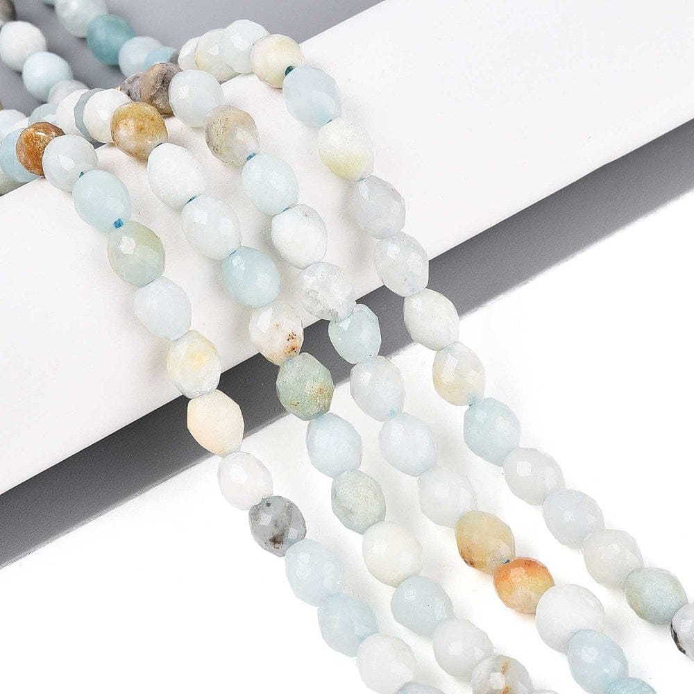 Amazonit – Oval, Facetteret (6x5mm) - Uniq Perler - 115905