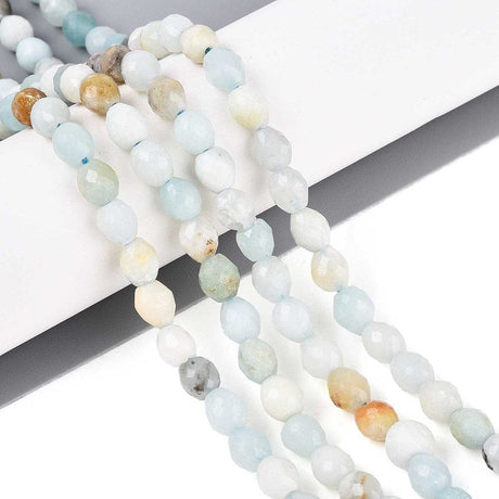 Amazonit – Oval, Facetteret (6x5mm) - Uniq Perler - 115905