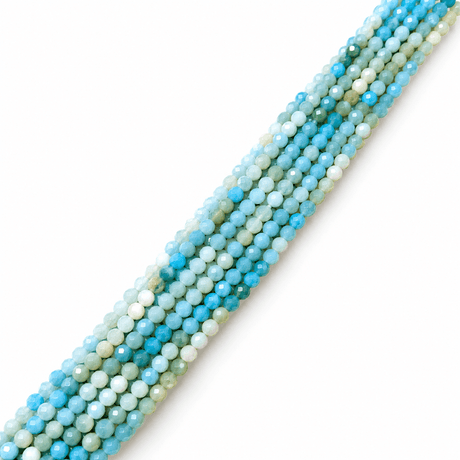 Amazonit Perler – Facetterede, Gradueret Farve, Grade A (3mm) - Uniq Perler - 125632