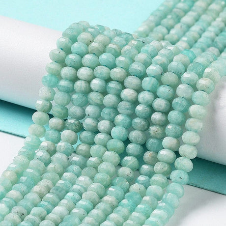 Amazonit Perler, Facetteret - 4,5x3mm - Uniq Perler - 112984