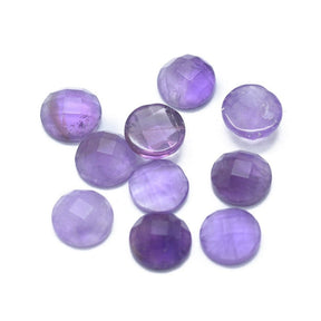 Amethyst-Cabochons – Rund, Facettiert (6x2,5mm) 6 Stück - Uniq Perler - 115444