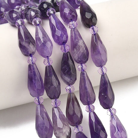 Ametyst Dråber – Facetteret (15–17.5mm) 1 stk. - Uniq Perler - 117549