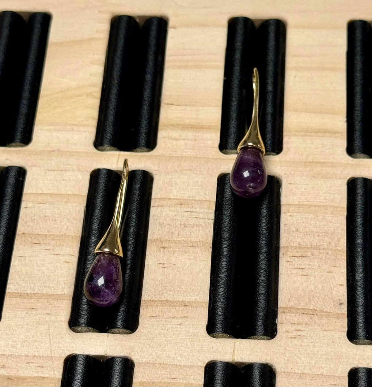 Ametyst Dråber, Topboret/Anboret, 13x8mm, 2 Stk - Uniq Perler - 0000001657