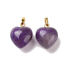 Amethyst Heart Pendant – Gold-plated (18x15mm) - Uniq Perler - 114704