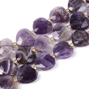 Amethyst Beads – Faceted Heart with Seed Beads (12.5~13.5x13.5~14.5x5.5~6.5mm)