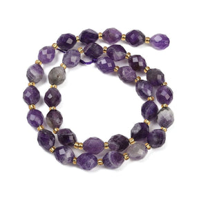 Amethyst Beads – Faceted Oval (10x8mm) - Uniq Perler - 114684