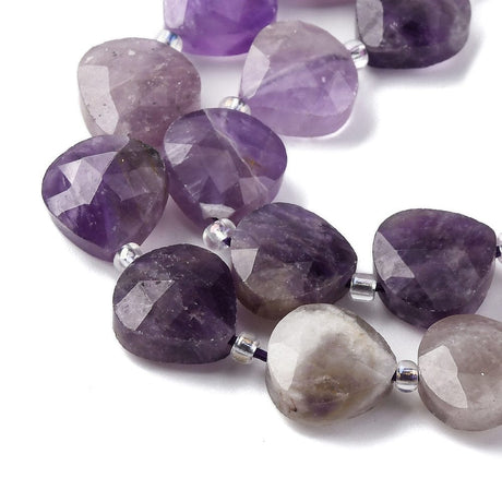 Ametyst Perler - Hjerteform (9x10mm) - Uniq Perler - 955689