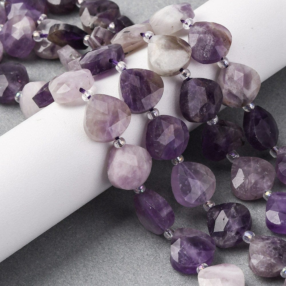 Ametyst Perler - Hjerteform (9x10mm) - Uniq Perler - 955689