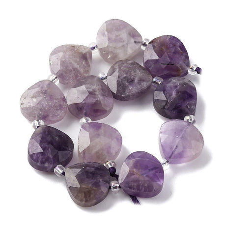 Ametyst Perler - Hjerteform (9x10mm) - Uniq Perler - 955689