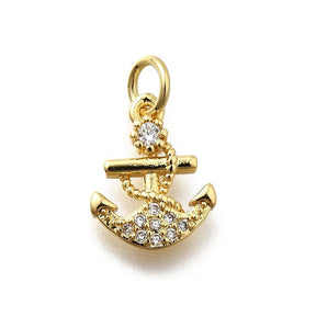Anchor Pendant, 18K Long-Lasting Gold Plated, 12.5x9.5mm - Uniq Perler - 114275