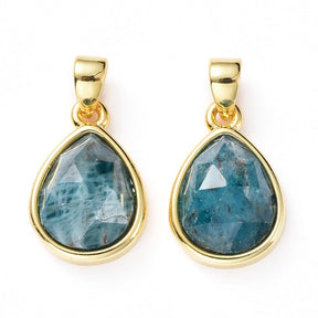 Apatite Pendant – Faceted, Gold-plated (14.5x10.5mm) - Uniq Perler - 111715