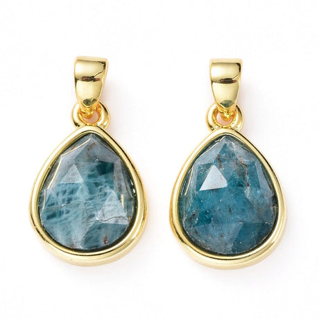 Apatit Vedhæng – Facetteret, Forgyldt (14,5x10,5mm) - Uniq Perler - 111715