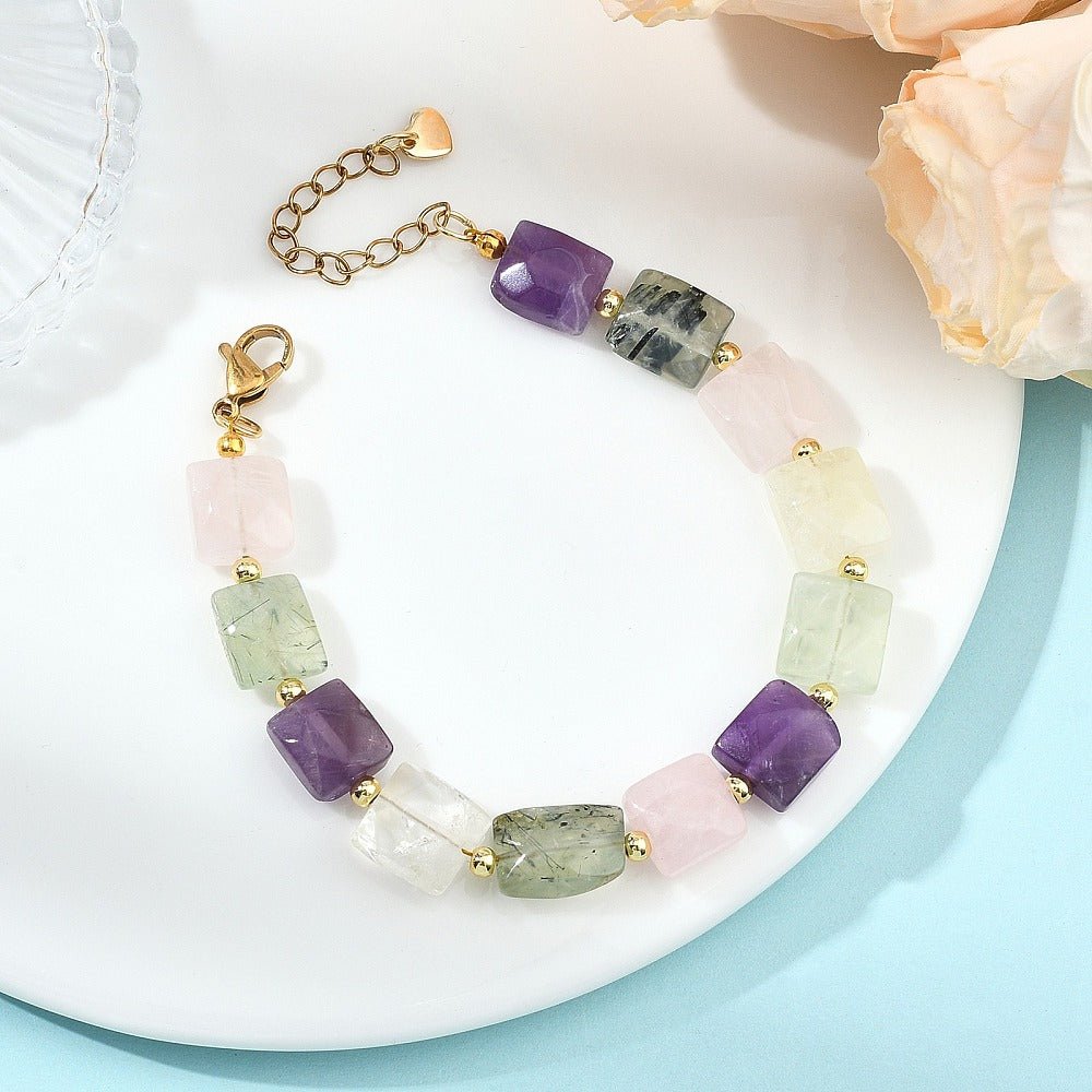 Armbånd – Mix Natursten & 18K Forgyldt (18cm) - Uniq Perler - 120269