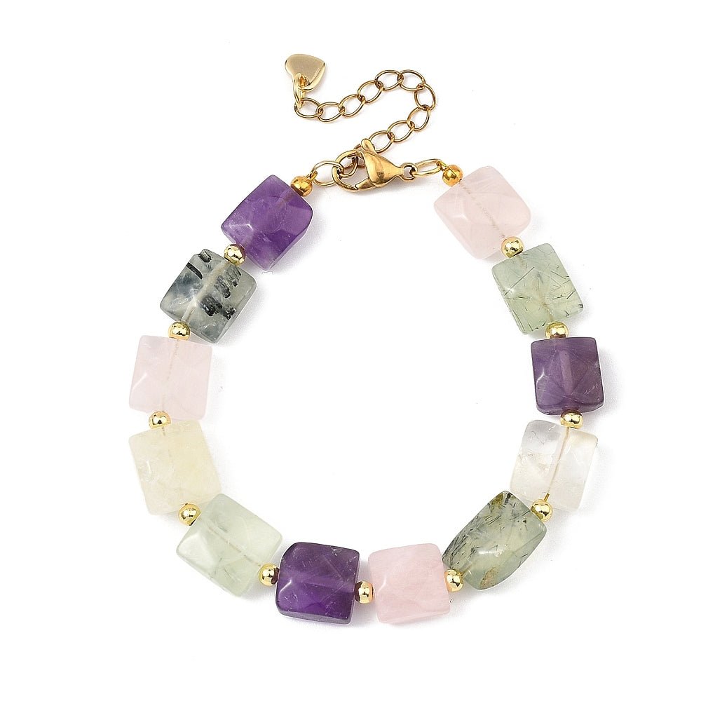 Armbånd – Mix Natursten & 18K Forgyldt (18cm) - Uniq Perler - 120269
