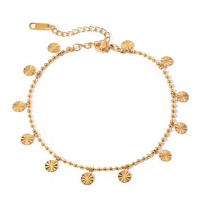 Armband oder Fußkettchen mit Anhänger - 18K Vergoldet, 20cm+6cm - Uniq Perler - 114844