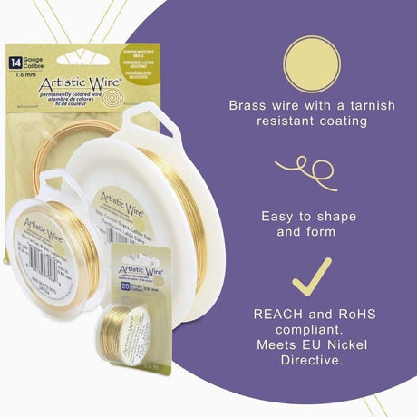 Artistic Wire – Messing Wire Tarnish Resistant (0,81mm) 5,5m - Uniq Perler - 124376