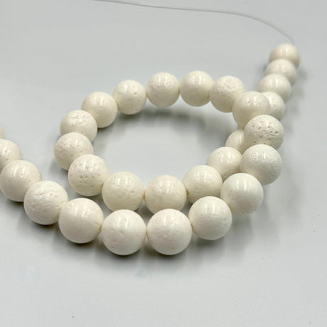Ass. perler og sten Koral, Hvid, 12mm