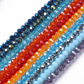 Assorterede Glasperler – Facetterede Elektroplatede, Farve Mix (4,5x3,5mm, 20 Strenge) - Uniq Perler - 0000014889103