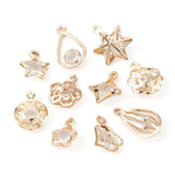 Assorteret Vedhæng Med Klare Rhinsten, Forgyldt, 100 stk. - Uniq Perler - 113857