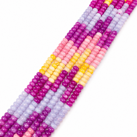 Auktion Å.....Jade Perler – Mix Farver, Rondel (8,5x4,5 - 5,5mm) - Uniq Perler - 121763