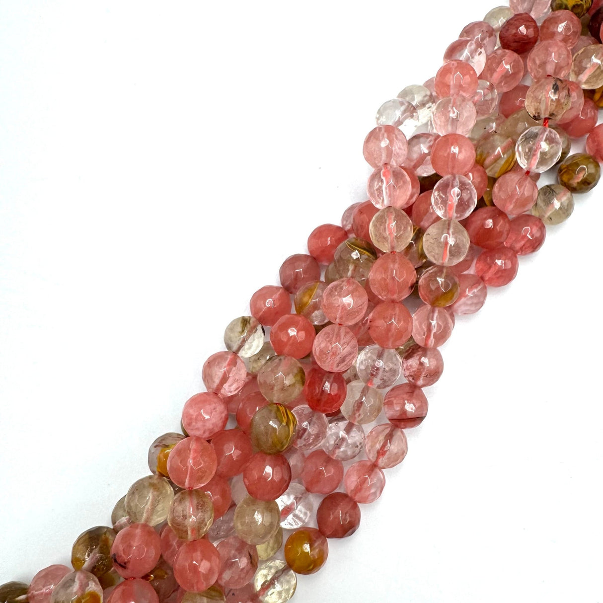 Auktion A.....Cherry Kvarts - Facetteret, Rund (10mm) - Uniq Perler - 116252