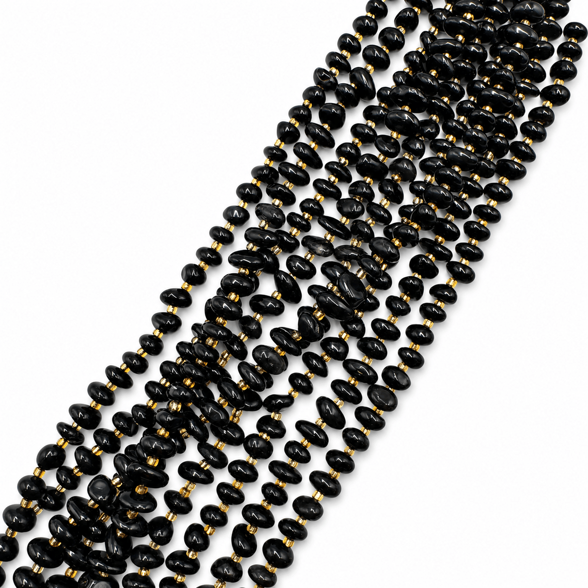 Auktion AC.....Obsidian Rondel Perler på Streng – Natursten (6x12mm) - Uniq Perler - 117121