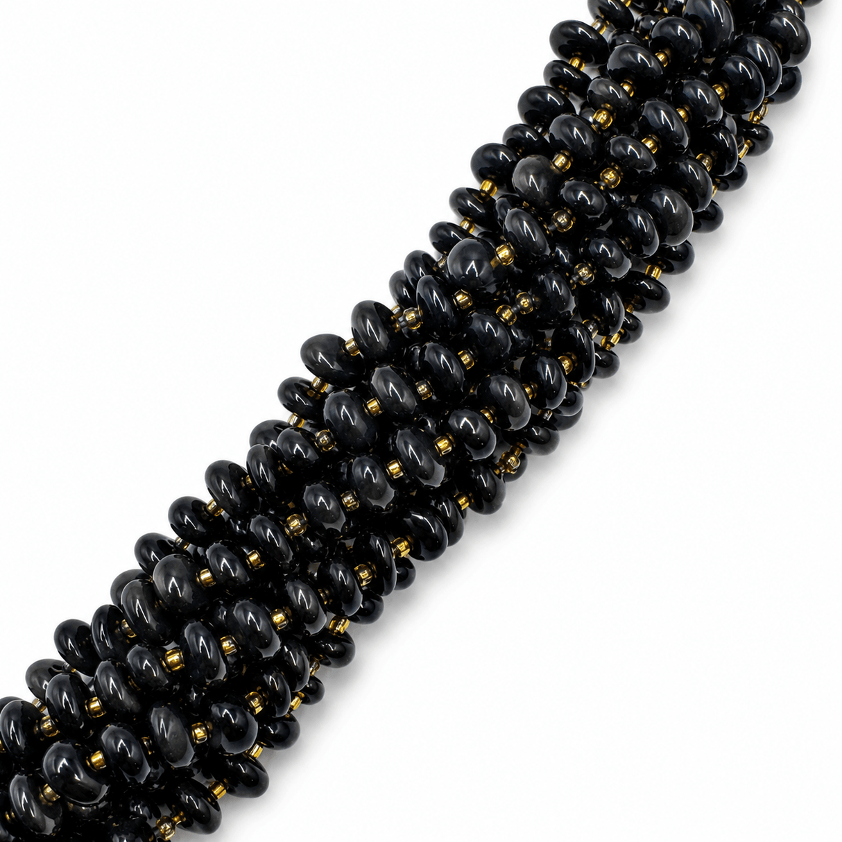 Auktion AC.....Obsidian Rondel Perler på Streng – Natursten (6x12mm) - Uniq Perler - 117121