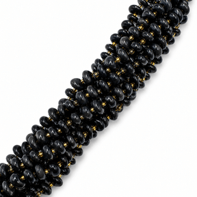 Auktion AC.....Obsidian Rondel Perler på Streng – Natursten (6x12mm) - Uniq Perler - 117121