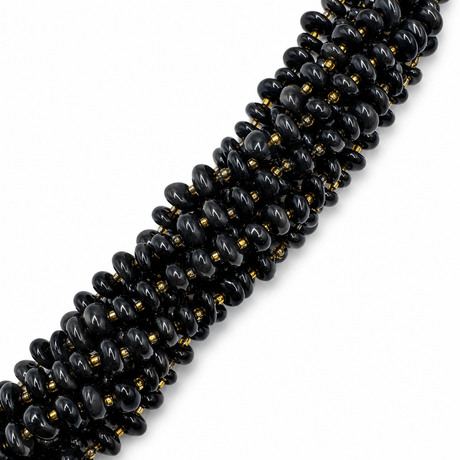 Auktion AC.....Obsidian Rondel Perler på Streng – Natursten (6x12mm) - Uniq Perler - 117121