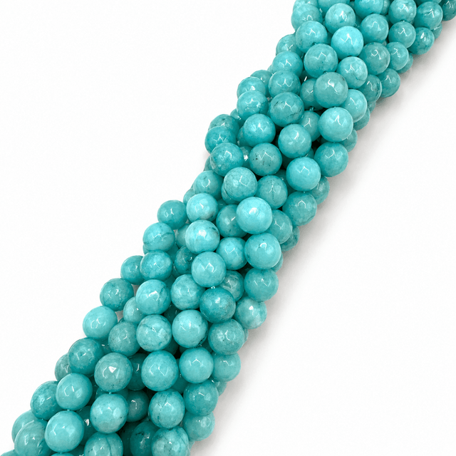 Auktion AD.....Jade Perler – Turkis, Facetteret Rund (10mm) - Uniq Perler - 0000007066