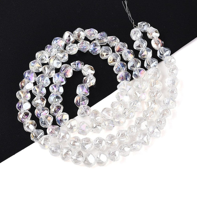 Auktion Æ......Nugget Formet Glasperler - Klar (6,5x8mm) - Uniq Perler - 116093