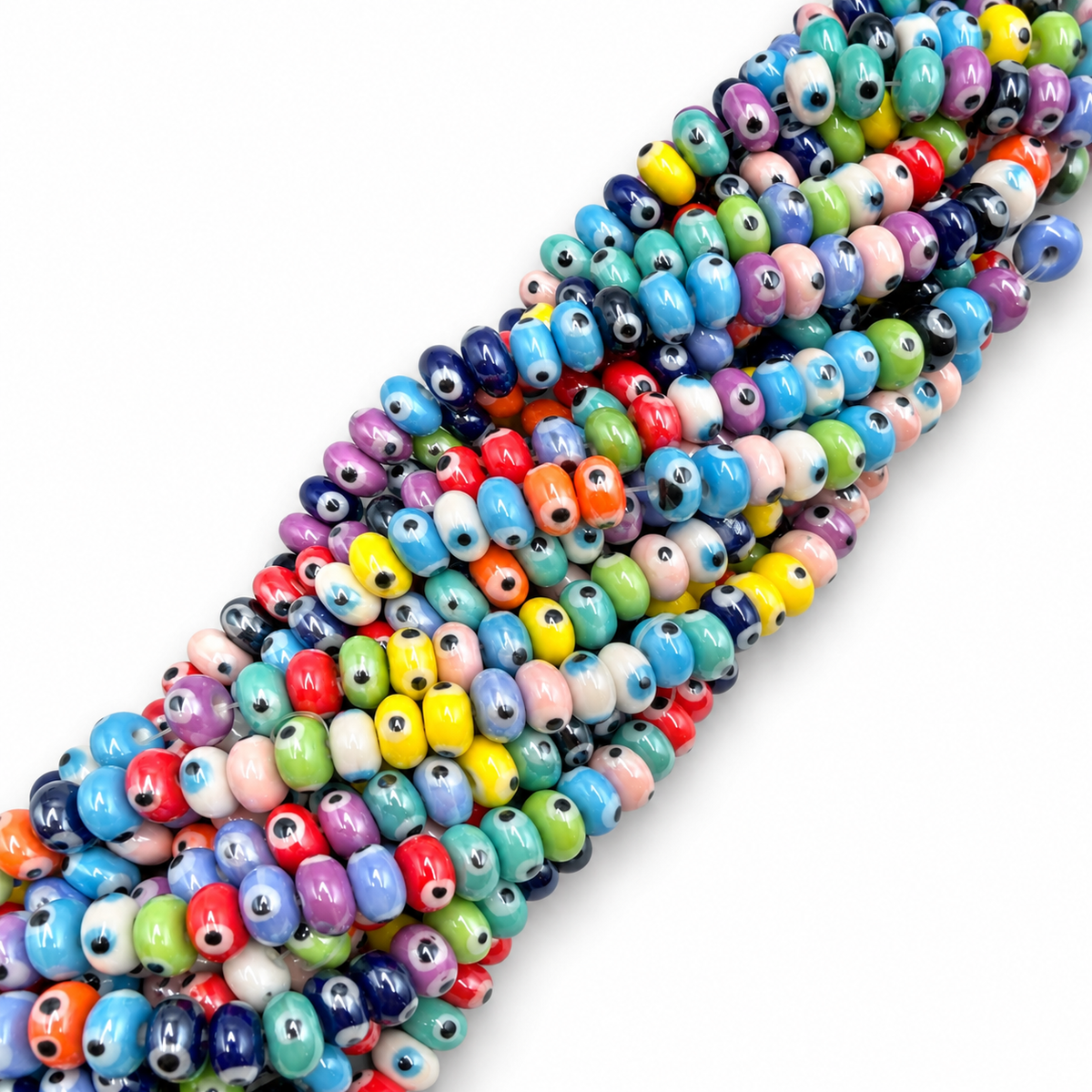 Auktion Æ.......Porcelæn Evil Eye Perler - Farve Mix (5x8,5mm) - Uniq Perler - 115319