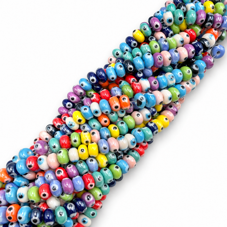 Auktion Æ.......Porcelæn Evil Eye Perler - Farve Mix (5x8,5mm) - Uniq Perler - 115319