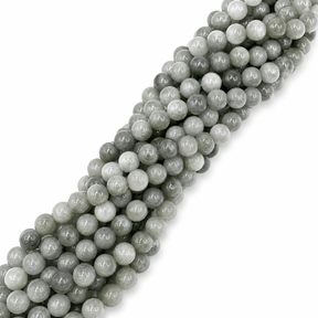 Auktion AF....Burmese Jade Perler – Grå/Grøn, Rund (8mm) - Uniq Perler - 1108464608